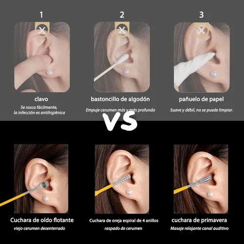 KIT LIMPIADOR DE OÍDOS DE ACERO INOXIDABLE