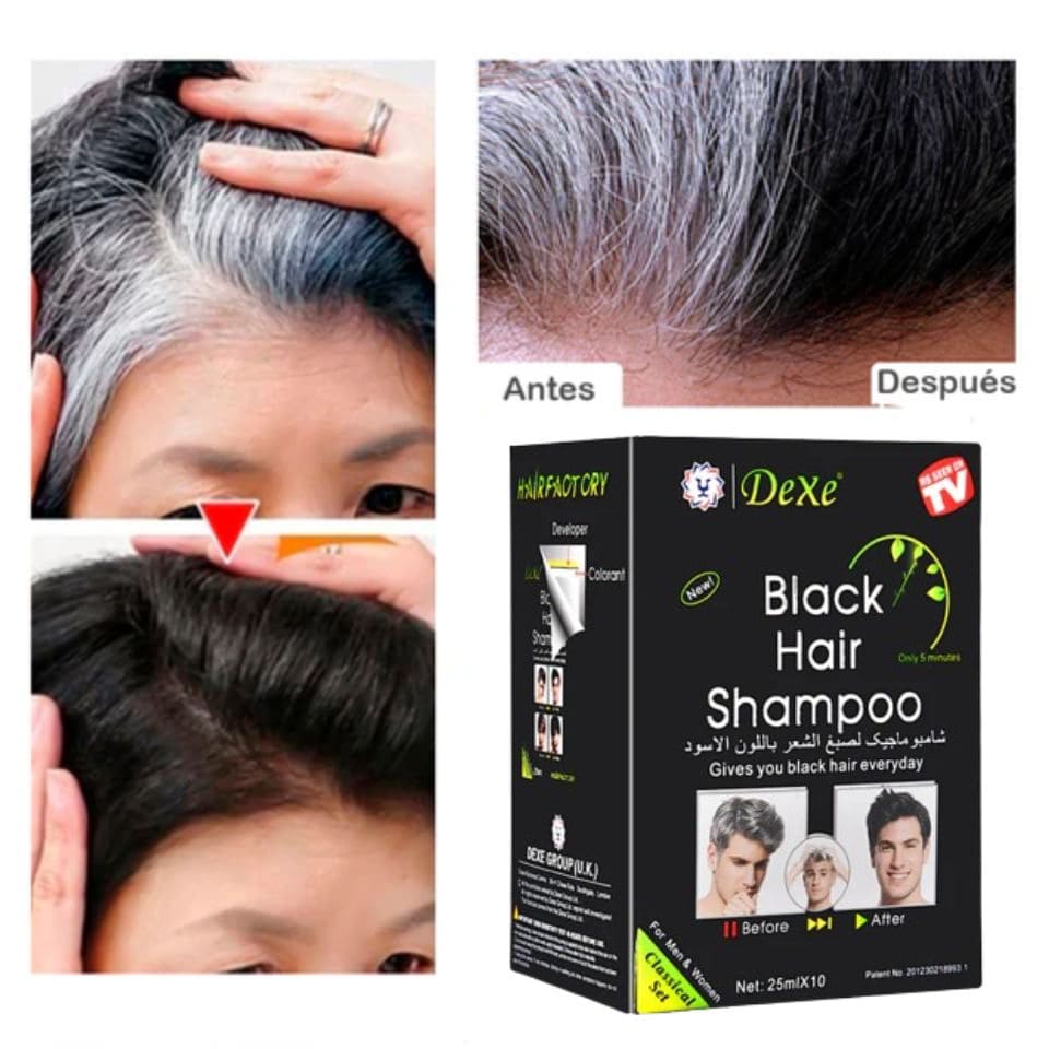 Shampoo Pinta Canas Negro BLACK HAIR™ Caja /10 Sobres