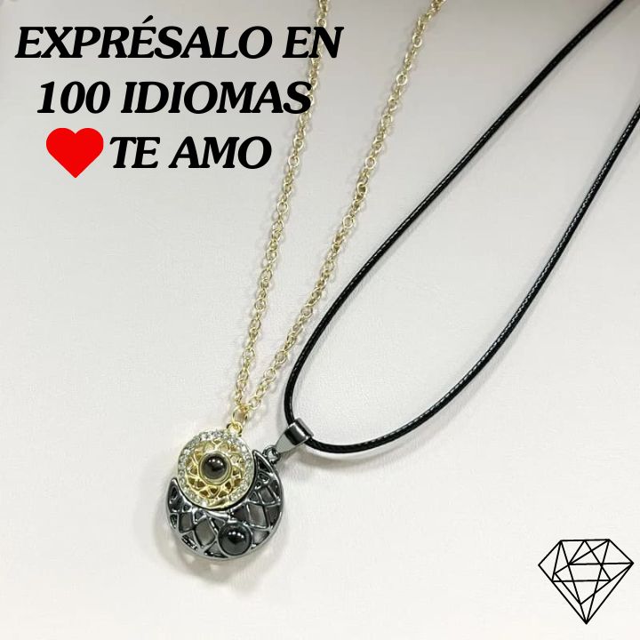 COLLAR SOL Y LUNA | TE AMO EN 100 IDIOMAS ♥️ + CAJITA DE REGALO